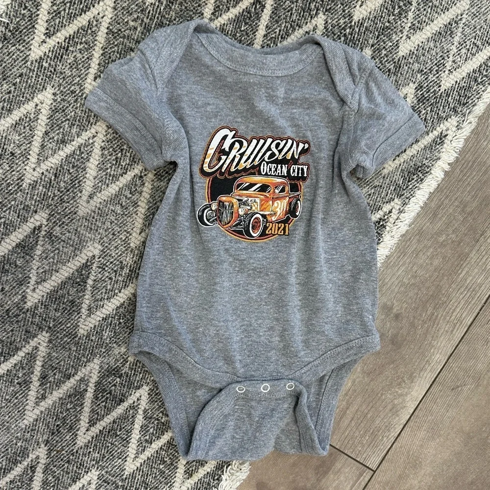 Rabbit Skins Baby Boy Hot Rod Ocean City Graphic Bodysuit T-Shirt 2021 Like New